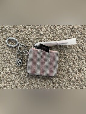 Victoria's Secret Pink and Silver Crystal Stripe Coin Wristlet